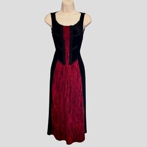 Cykxtees The Creative Brand Vintage 90’s Goth Velvet Black Red Dress Sz Small